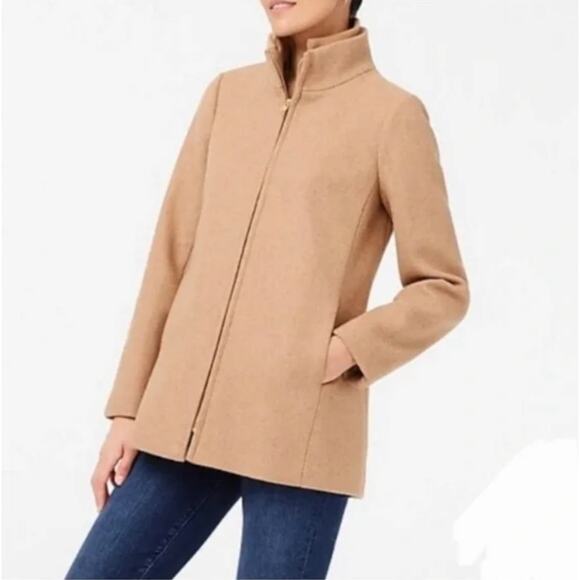 J.CREW Factory Wool Village Coat in Heather Acorn Tan Camel Sz 2 - Picture 2 of 8